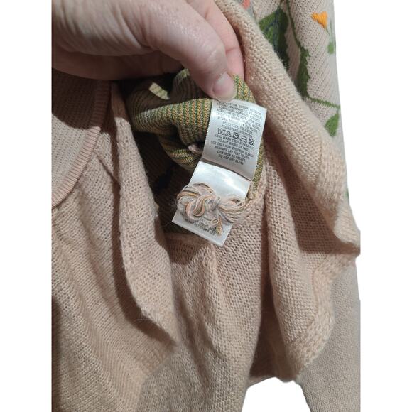 Anthropologie Moth Pink Beaded Embroidered Bird Winged Wonder Cardigan Size XS - Picture 9 of 11